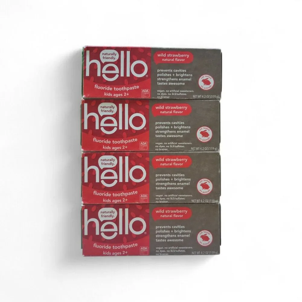 4 Hello Wild Strawberry Kids Anticavity Fluoride Toothpaste, 4.2oz Exp 11/2026